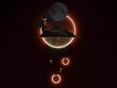 Lunar Bonsai Lamp Low-poly 3D model