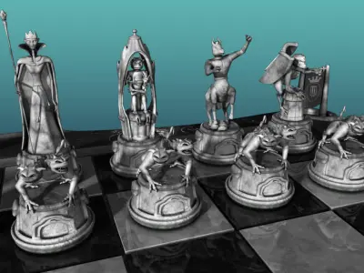Chess Board Chessboard Gargoyles 3D model