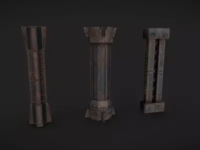 SciFi Columns Low-poly 3D model