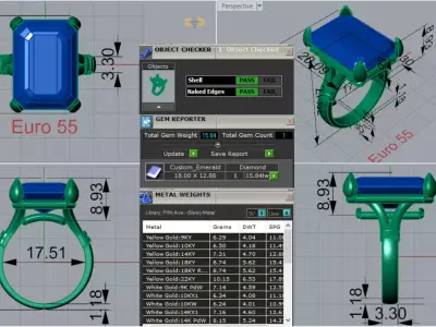 STL 3dm Ring Emerald Splendor and Modern Simplicity gr0143 3D print model