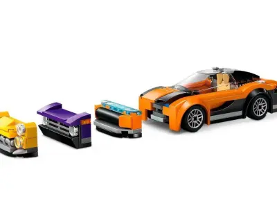 PixelBricks3D - LEGO Car Transporter Truck with Sports Cars  3D print model