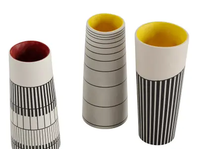 Lara Scobie ceramic vase set of 3 3D model