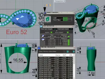 Yellow Gold stl 3dm Ring Black Gemstone Diamonds Model jr00205 3D print model