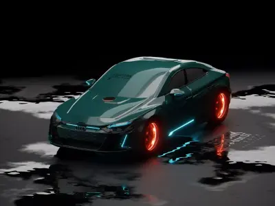 Cyberpunk-style Audi e-tron GT Sedan Low-poly 3D model