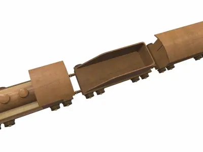 Wooden train toy 6 Free 3D model