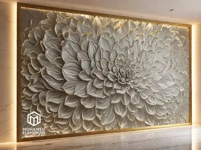 modern panel wall decor set relief stl mural CNC 172 3D model