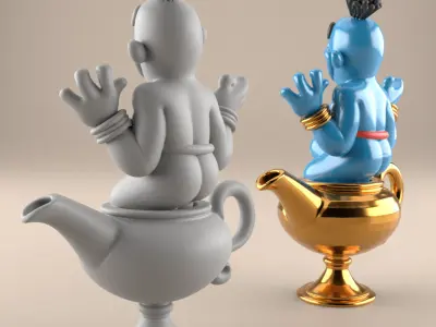 Fun Genie Lamp 3D STL File for Desk Decor Toys 6 3D print model