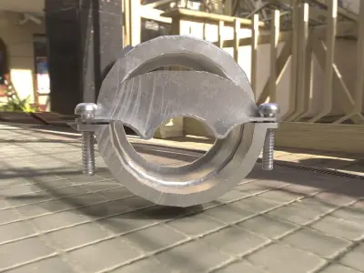 Industrial Split Pipe Clamp Low Poly Modular for VR and Games Low-poly 3D model