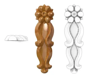 Carved decor vertical 003 3D model