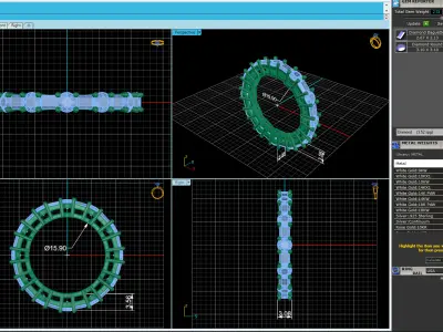 Emerald Woman Wedding Ring WB-V22 3D print model