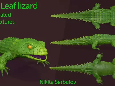 Leaf Armadillo lizard  Low-poly 3D model