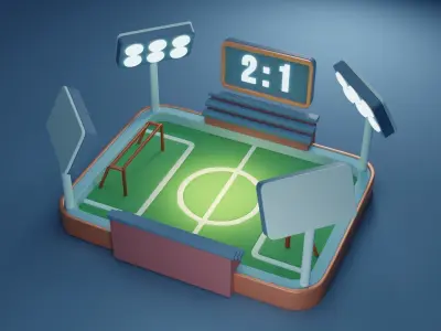 Football Soccer Field Low Poly Low-poly 3D model