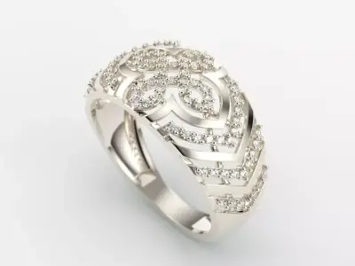 Women Diamond ring design cross 3dm stl 3D print model 3D print model