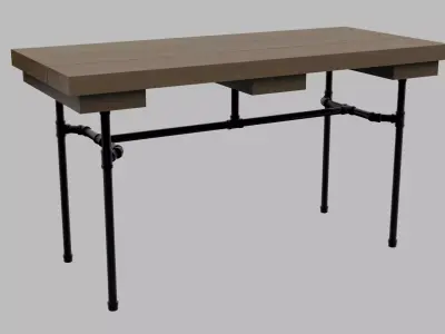 Industrial Pipe Fitting Bench Free low-poly 3D model