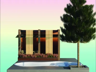 Backyard swimming pool 1 Low-poly 3D model