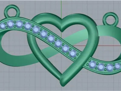 heart infinty pendant 3D print model