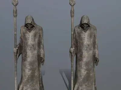 statue with spear Low-poly 3D model