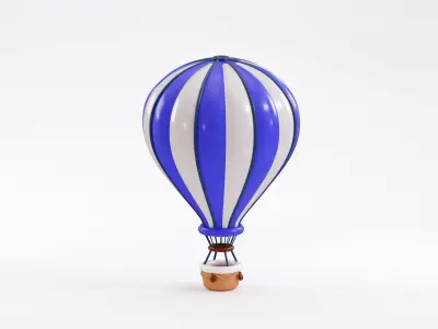 Hot Air Balloon Low-poly 3D model