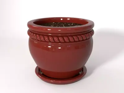 Flower Pot With Saucer and Soil 3D model