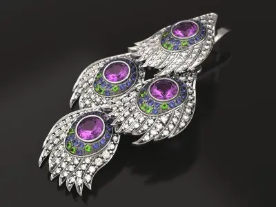 Peacock carrera earrings 3D print model