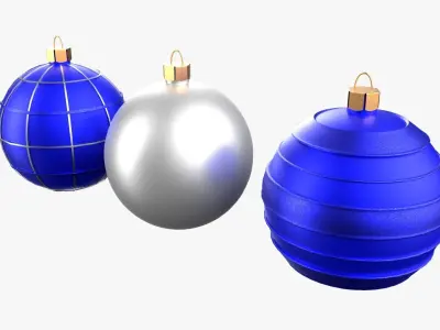 Christmas Tree Ornament Set3 - Blue White Low-poly 3D model