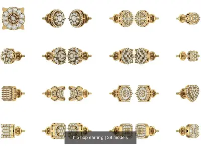 hip hop earring 3D Model Pack