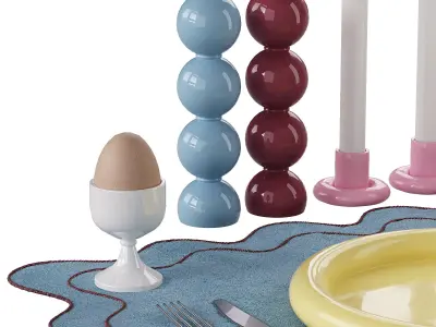 Colorful Restaurant Tableware 3D model