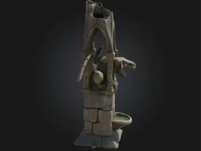 Gargoyle Fountain  Gothic Elegance with a Mystical Touch 3D model