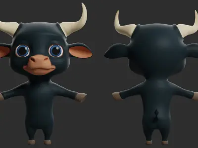 Bull Cartoon Low-poly 3D model