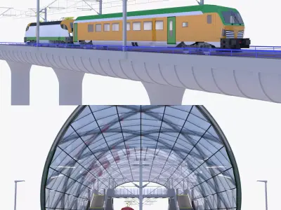 Railway station and bridge II 3D Model Collection