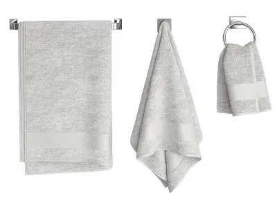 White Towels Set  3D model