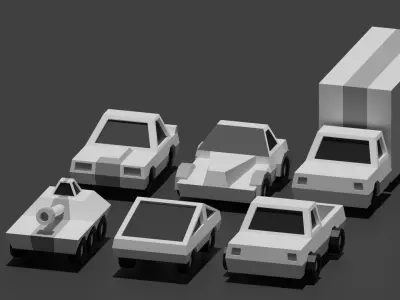 Low Poly Vehicle Pack of 6 Variations Low-poly 3D model