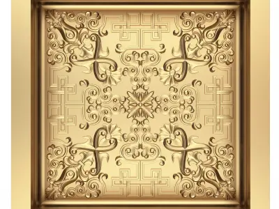 Carved Ceiling Tile 01 Low-poly 3D model