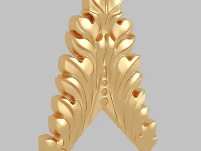 Classic 3D motifs inlaid with gold frame 3D model get