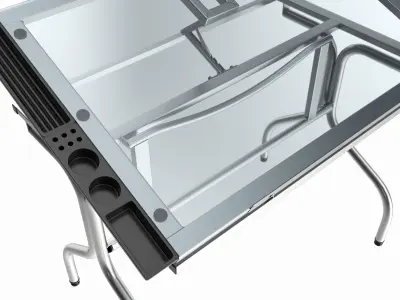 Folding glass top adjustable drafting table 3D model