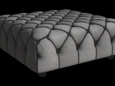 Large Pearl Grey Fabric Ottoman 3D model