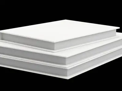 Three Empty White Books Mockup Low-poly 3D model