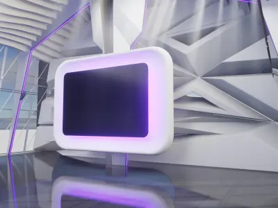 Sci Fi Exhibition Hall Interior Blender EEVEE Low-poly 3D model