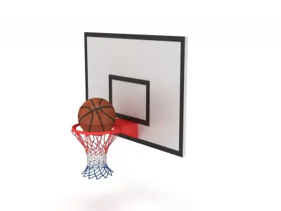 Basketball Rim with Spalding Basketball v2 3D model
