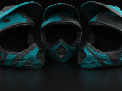 3 Moto Helmets 3D model