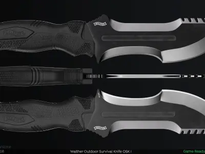 Walther Outdoor Survival Knife OSK 1 - PBR Game Ready Low-poly 3D model
