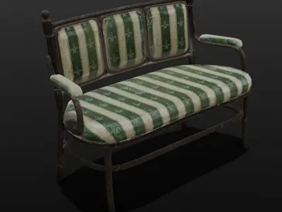 Old Sofa 3D Model  Low-poly 3D model