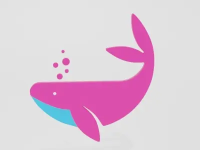 Low Poly Cartoon Whale Decoration Object Low-poly 3D model