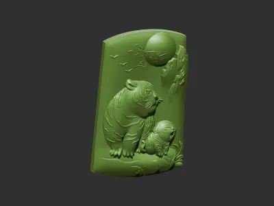tigers statue of tiger and baby 3D print model