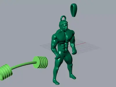 Muscular figure lifting a barbell stl 3d pendant model gp0240 3D print model