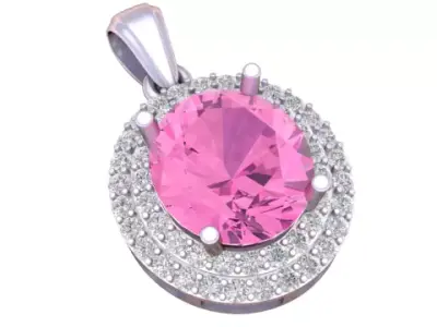 Ruby Halo Solitaire Pendant 3D Printable Jewelry Model 3D print model