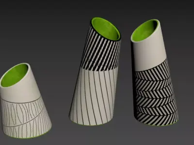 Lara Scobie 2 Ceramic Vase Set of 3 3D model