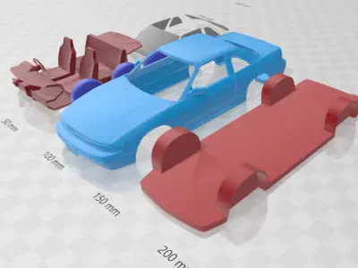 1988 - 1993 Nissan Silvia S13 - Separate Parts STL Model 3D print model