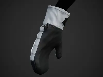 White And Black Snowboard Gloves Low-poly 3D model