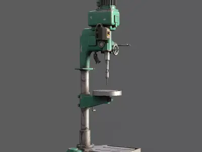 Old press drill  Low-poly 3D model